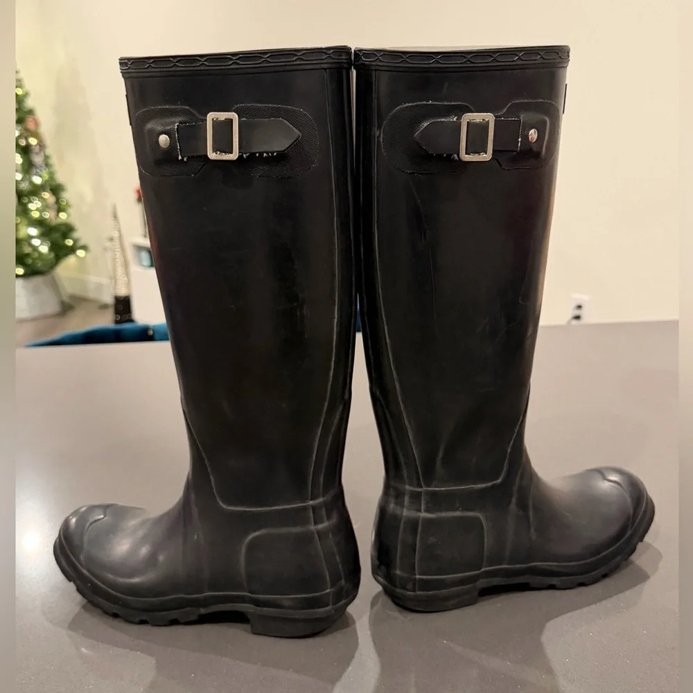 Hunter Original Black Tall Rain Boots Calf-High‎ Women’s US 6 Men's 5